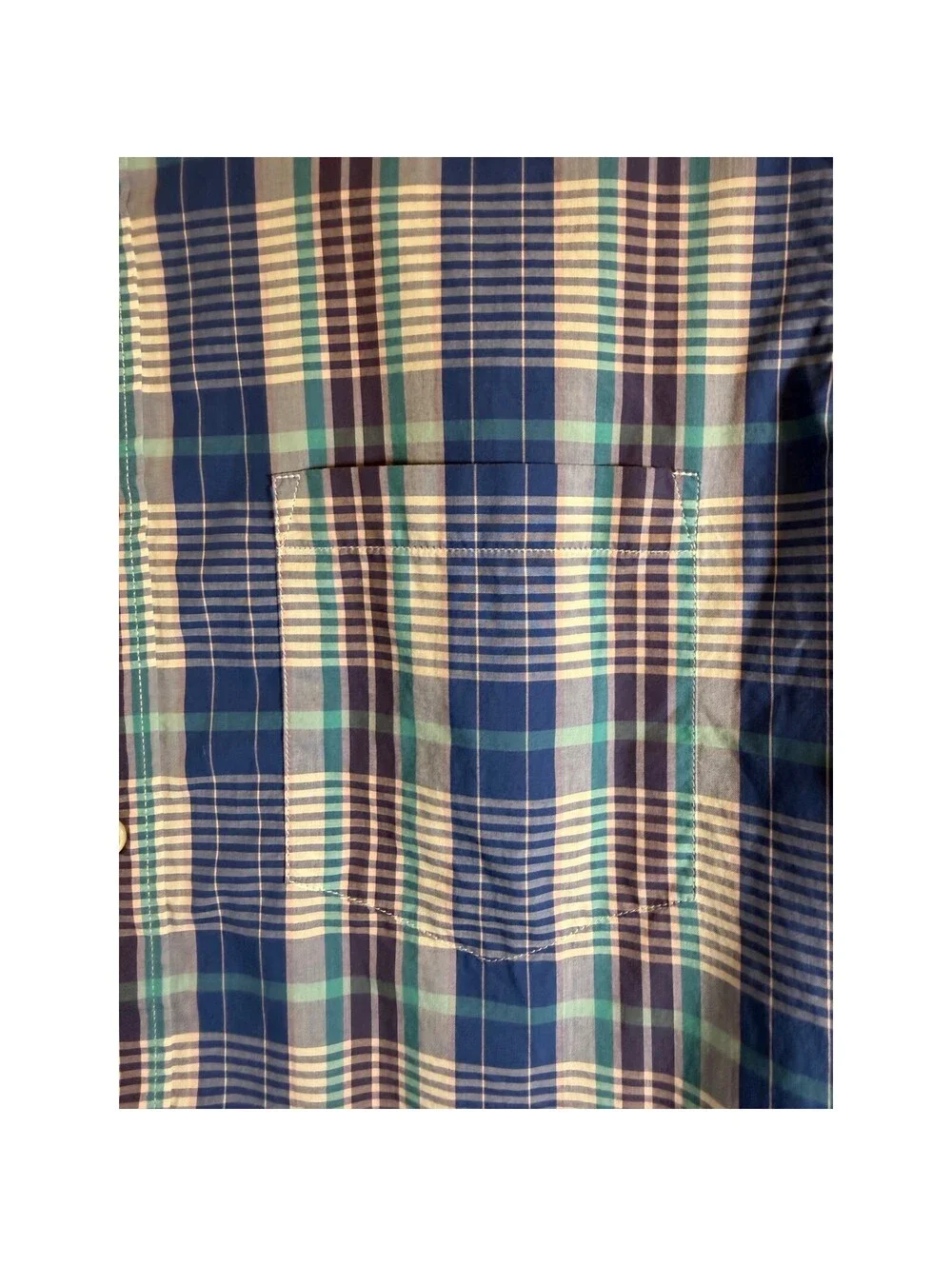 JCrew Mens Lightweight Cotton Plaid Button Down Shirt Blue Teal Purple 79700 S